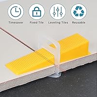 Vista 5 de Sistema de nivelación de azulejos con alicates para azulejos, 600 piezas de clips espaciadores de azulejos, 200 piezas de cuñas reutilizables y 1
