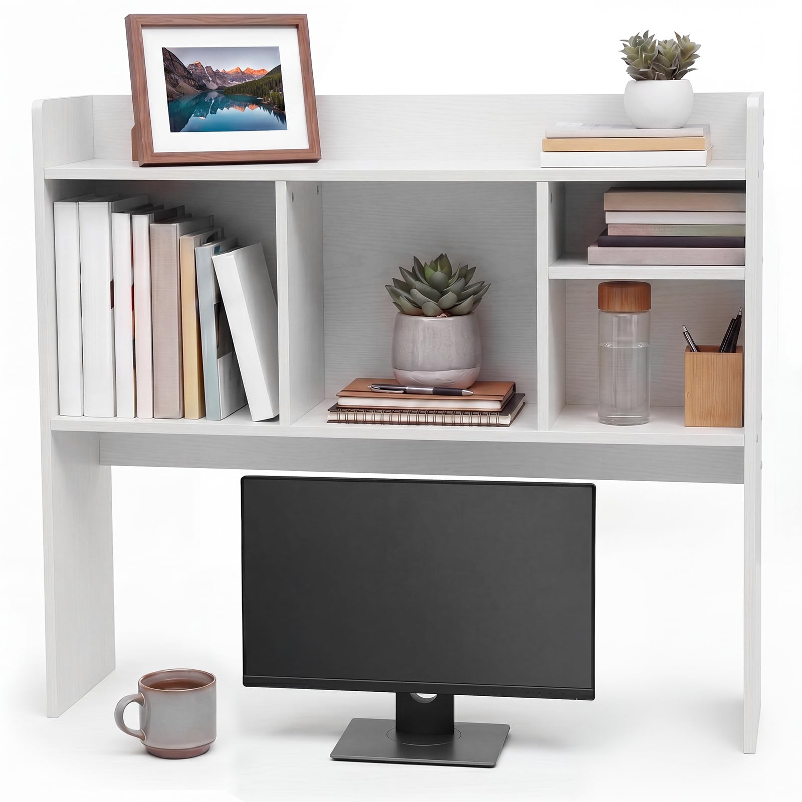 Photo 1 of Vercraft Wood Desktop Bookshelf Hutch - White
