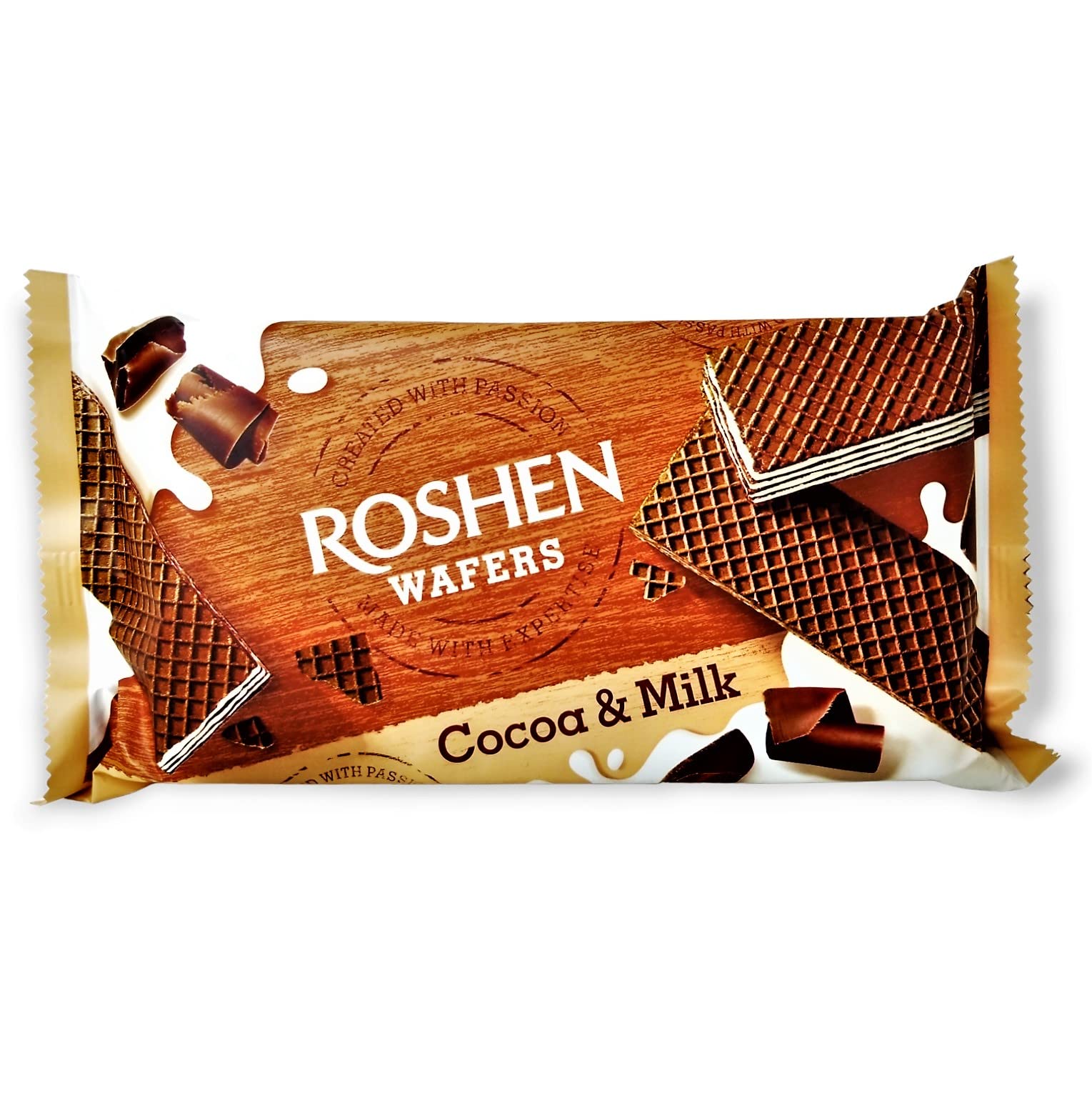 RoshenCrispy Flavorful Cocoa & Milk, Cocoa Wafers Layered with Milk Filling, 7.60oz/216 grams, Pack of 1