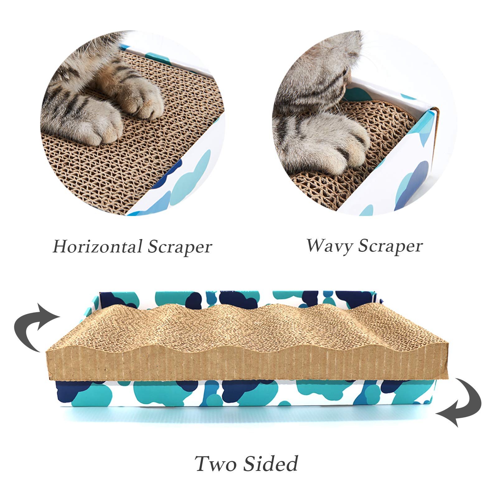 PEEKAB Rascador de cartón reversible para gatos, tabla de rascar corrugada para gatitos, cama con hierba gatera incluida (3 unidades, XXL)