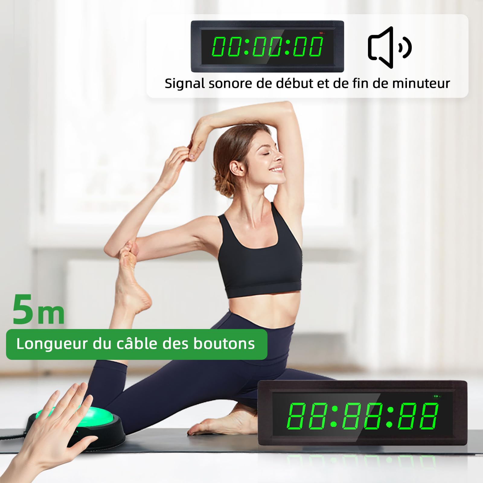 LUCKY TIME Minuteur Sport, chronomètre de Fitness avec télécommande Boutons
