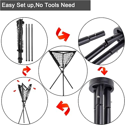 Miniatura 5 de Ball Caddy - Cesta de béisbol portátil y plegable para entrenamiento de práctica de lanzamiento de bateo