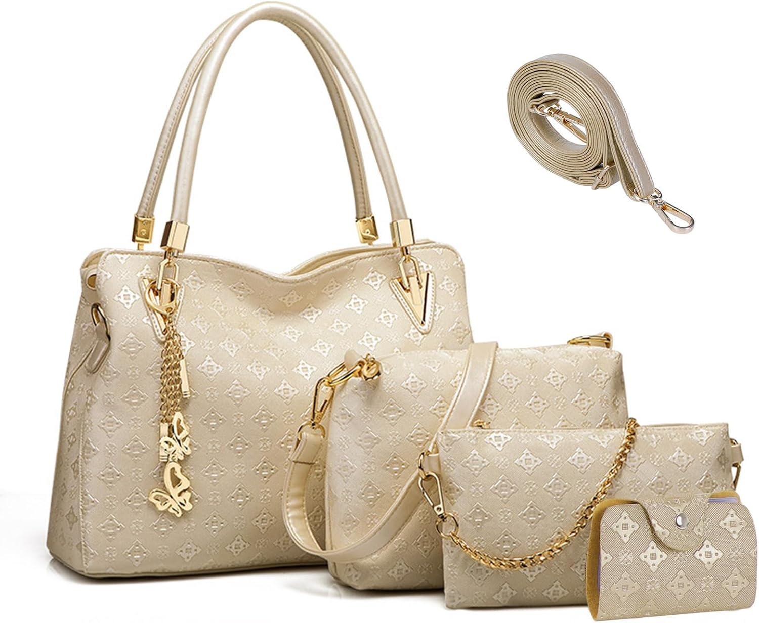 Purses and Handbags for Women PU Leather Tote Bags Crossbody Shoulder Bag Top Handle Satchel Purse Set 4pcs