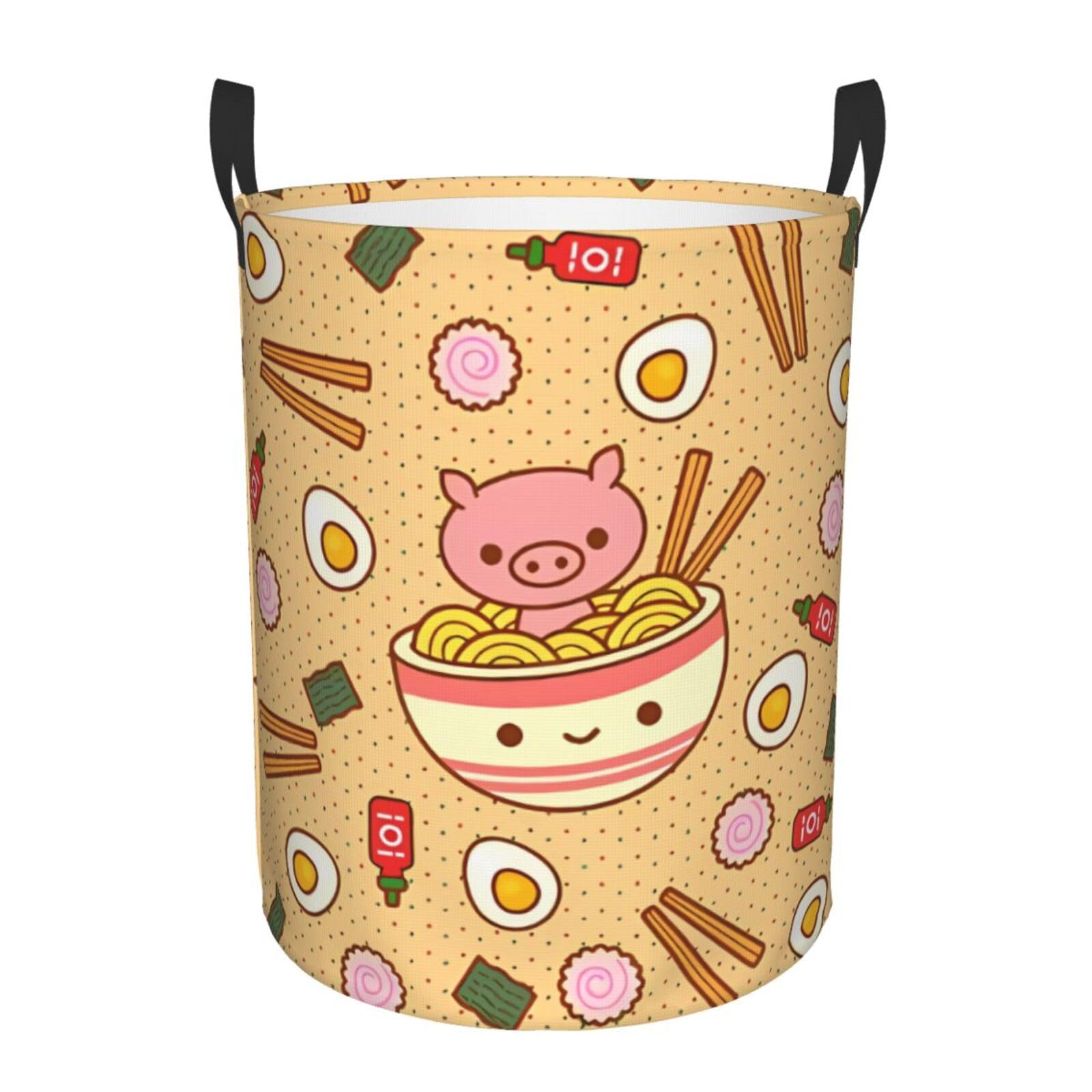 S Circular Hamper – Collapsible Delicious Sweet Ramen Print Laundry Basket
