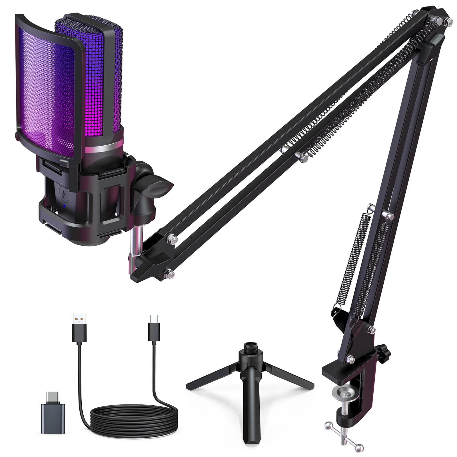 zealsound Gaming micrófonos USB, micrófono Condensador RGB