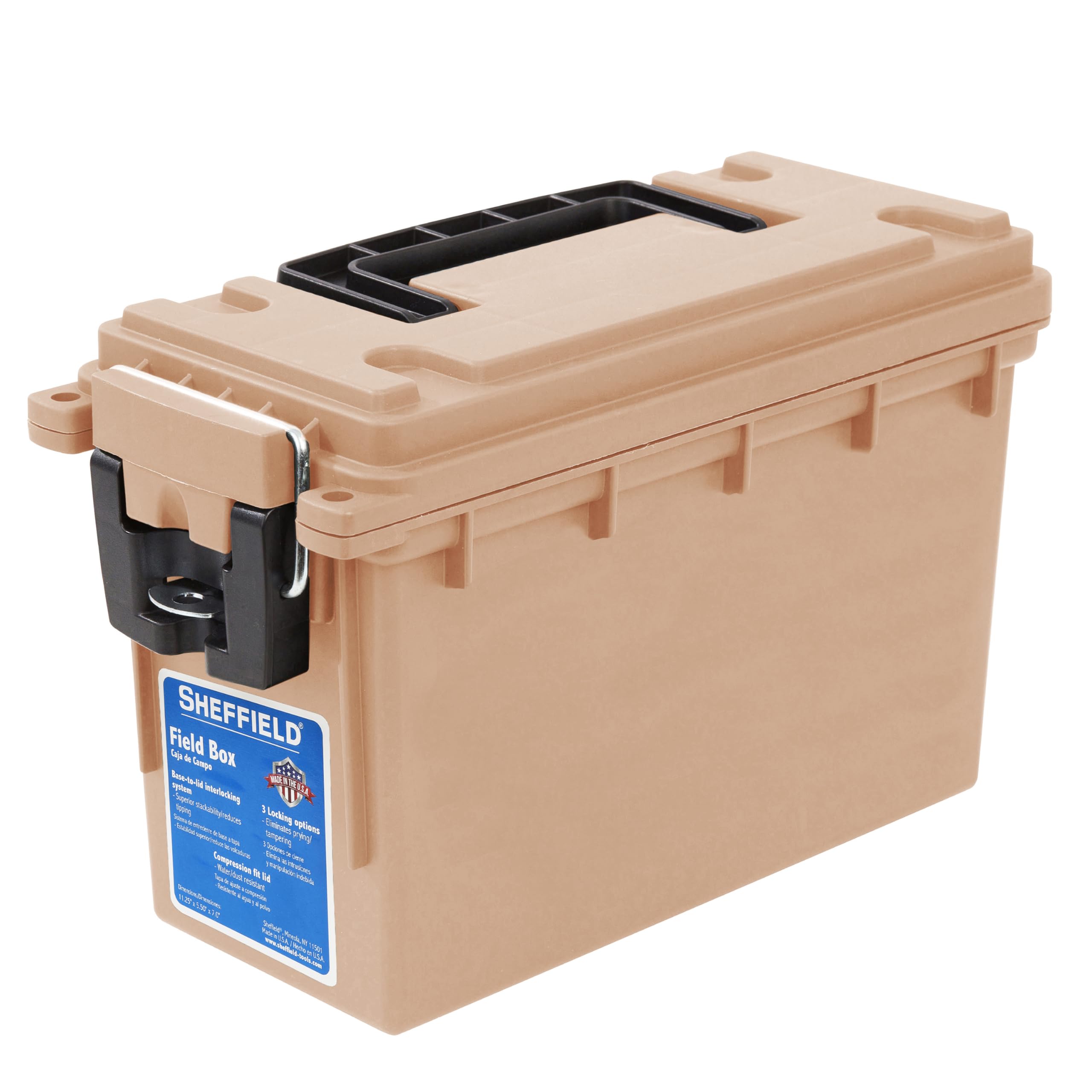 Sheffield 12627 Ammo Box Made in USA Stackable Lockable Ammo Storage Box