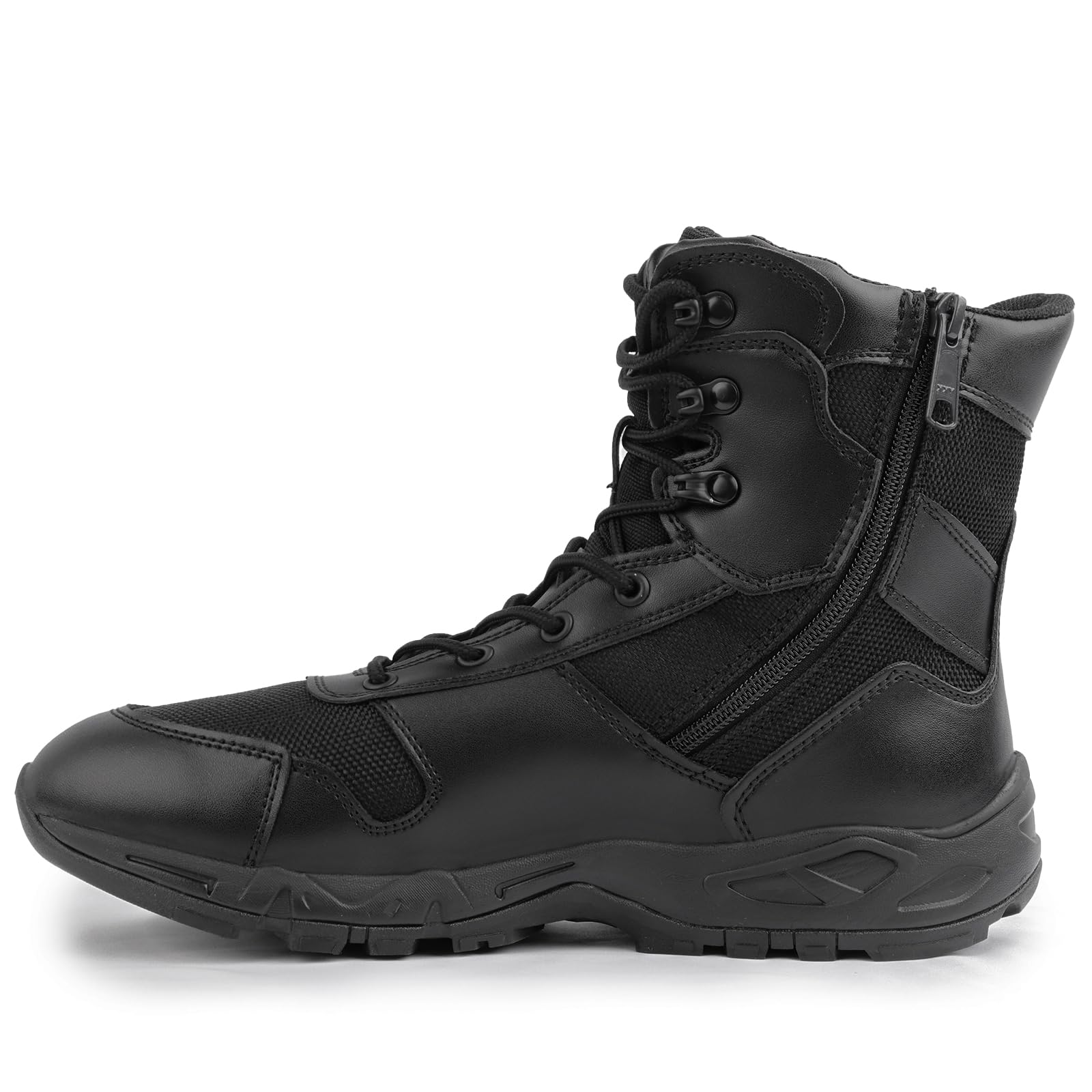 QUNLON Tactical Boots for Men Lightweight Military Boots 8 Inches Men's Combat Boots Side Zipper Desert Jungle Boots Army Work Boots Outdoor Motorcycle Boots