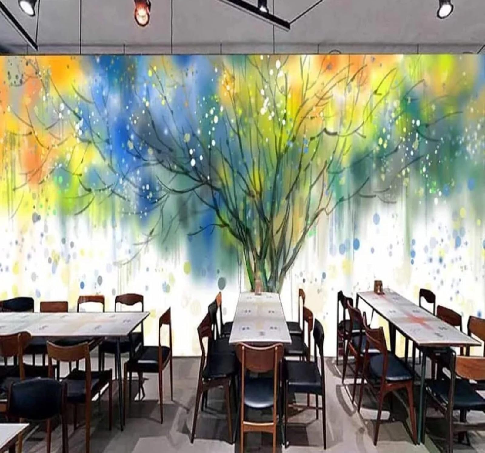 XLMING Abstract Hand Drawn Watercolour Large Tree Art 3D Wallpaper Luxury Silk Study Dining Feature Sofa Grey Bedroom Living Room Tv Decorative Wall-400cm×280cm