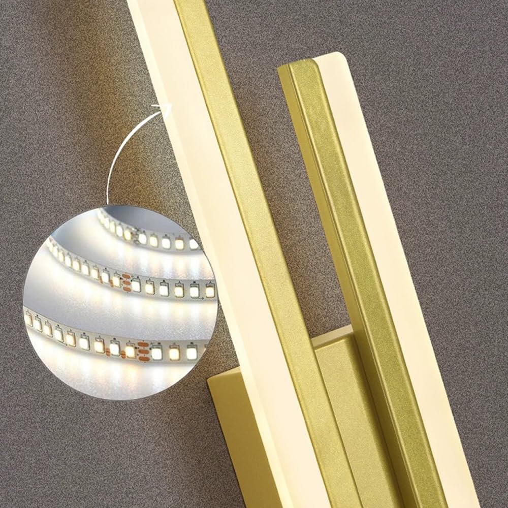 Confezione da 2 applique a LED lampada da parete moderna lineare lampada da parete a striscia lunga dorata con paralume in acrilico, 3000K/4000K/6000K regolabile, applique da parete cablata in