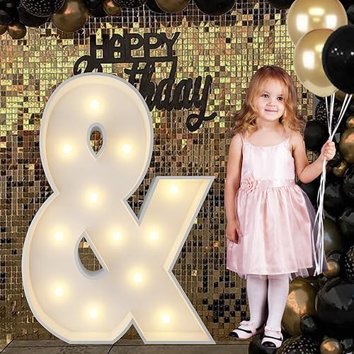 Letrero luminoso de marquesina de 4 pies y letra grande de marquesina para baby shower, cumpleaños, compromiso, boda, decoración de fiesta