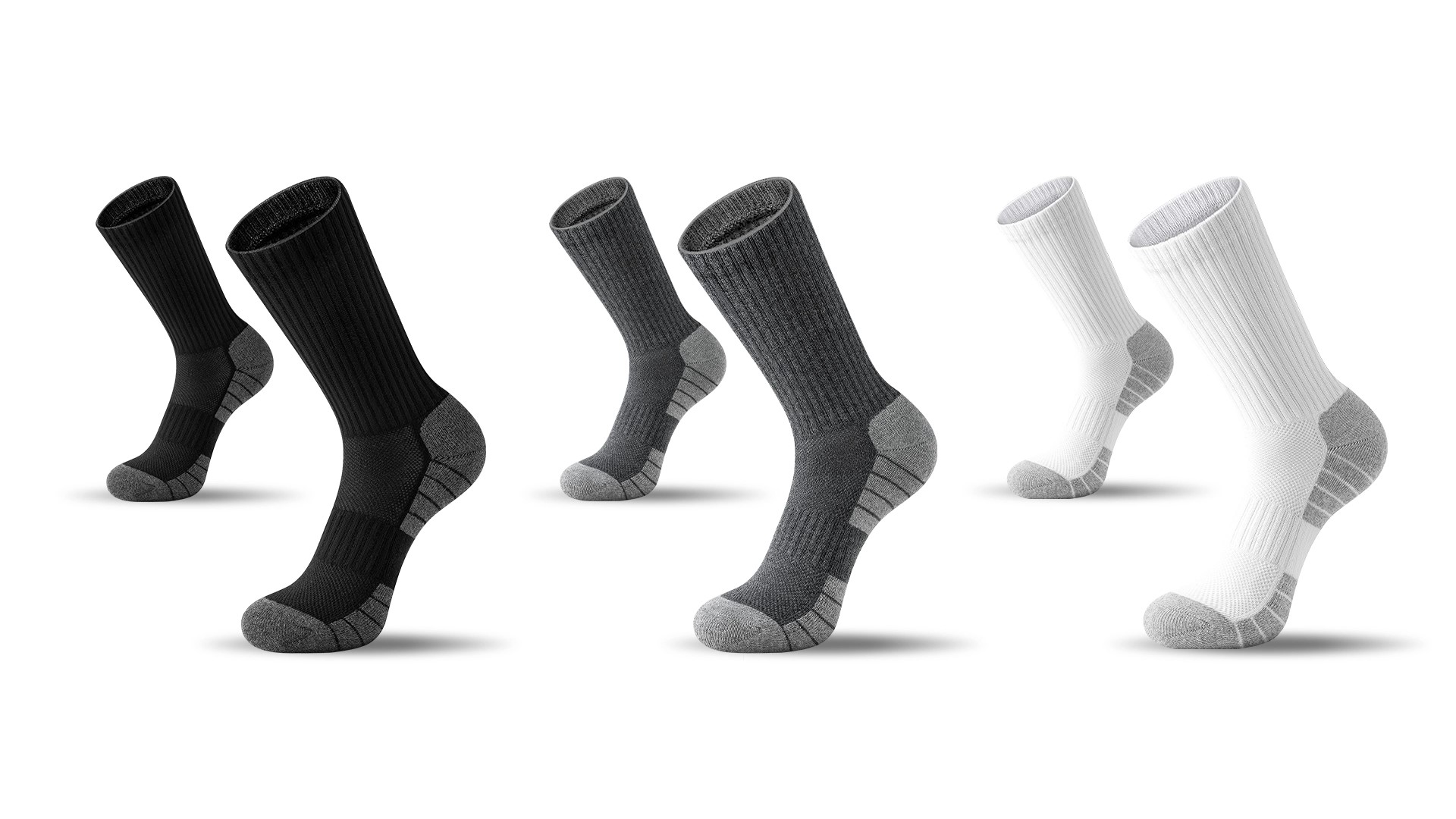 6 Pairs Of Men's Performance Cotton Crew Socks - Cushioned, Moisture-Wicking Athletic Socks For Sports & Casual Wear 13 thumbnail image