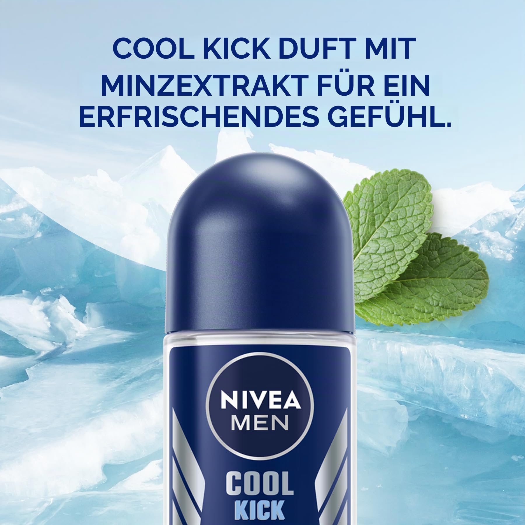 Nivea Men Cool Kick Anti-Transpirant Roll-On (6 x 50 ml), Männer Deo, Fresh 48H Schutz + Cool-Care