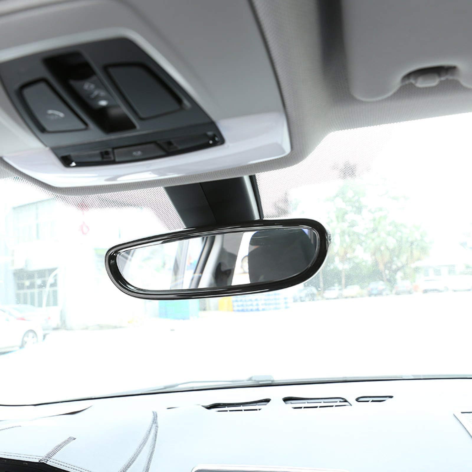 For BMW X1 F48 2016-2018 1 Series F20 2011-2015, Black Wood Grain ABS plastic Interior Rearview Mirror Frame Trim Car Accessories