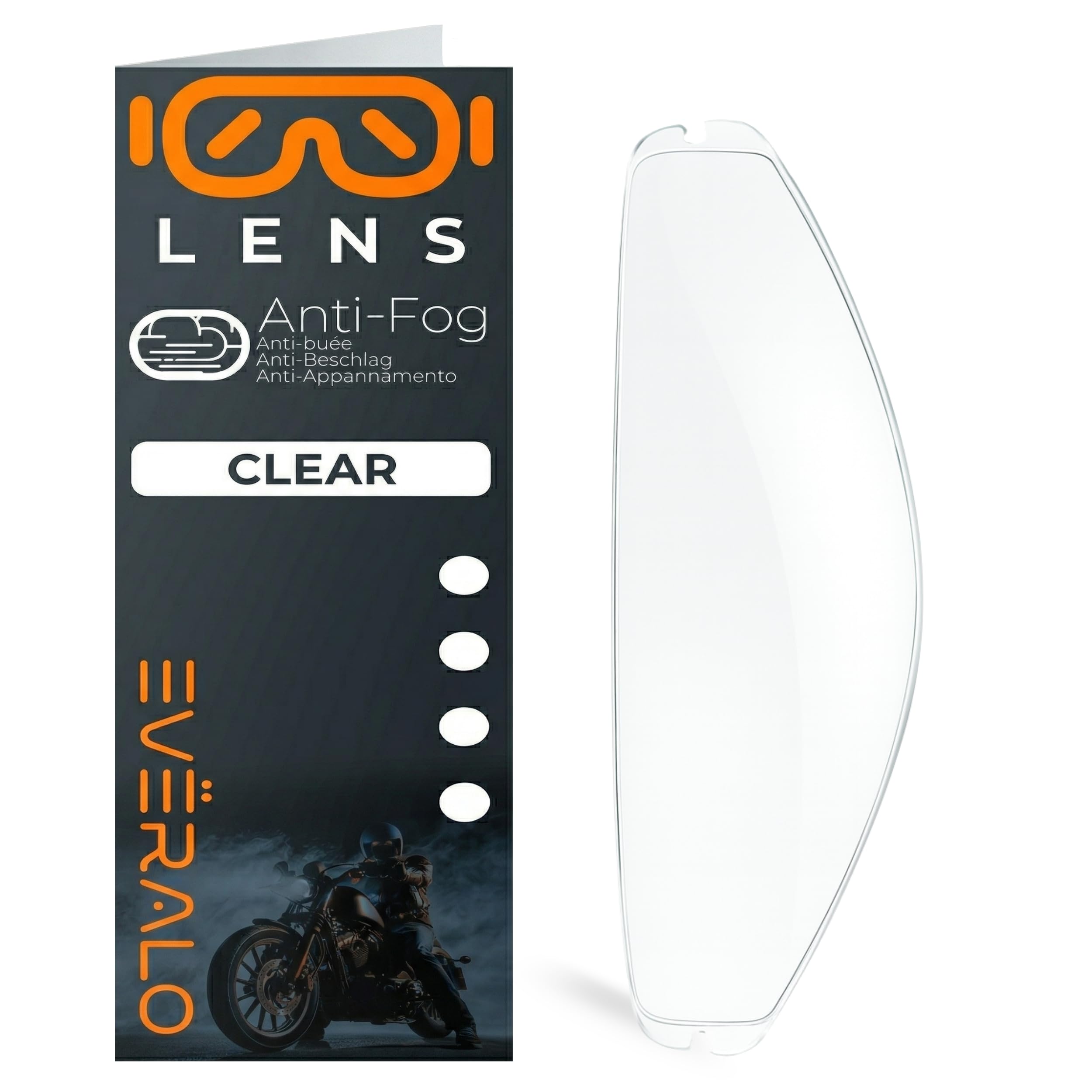 Everalo Lentille Anti-buée Compatible avec Visiere Shark VZ400 - Dskwal 3 - Ridill 2 - Skwal i3 - Skwal Cup – Insert Film Antifog Spécifique pour Système DKS458 (Lentille) - 2