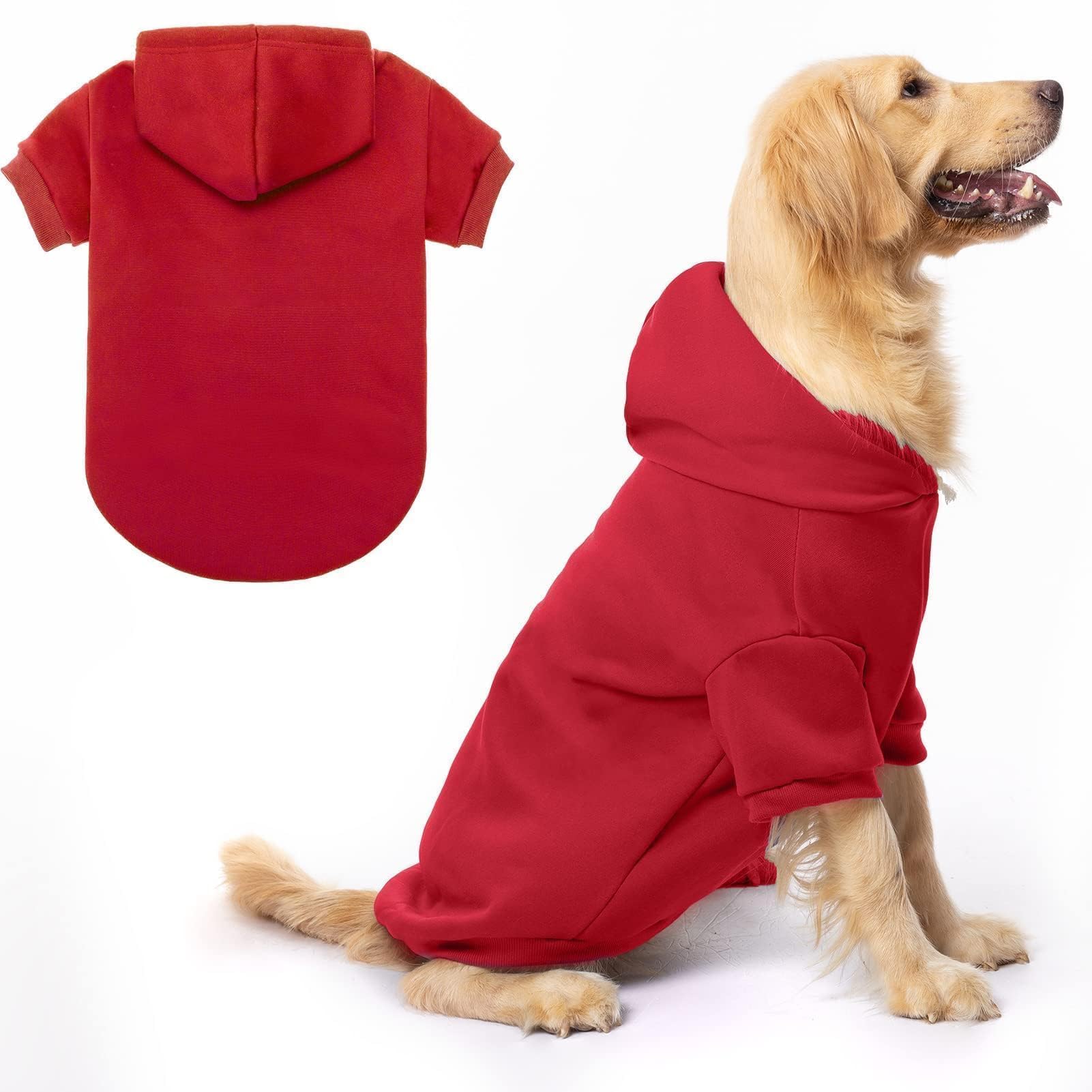 BINGPET Dog Hoodie, Fleece Lined Fall Cold Winter Soft Warm Puppy Sweatshirt with Leash Hole, Dog Sweaters Outfit,Pullover Hoodie for Small Medium Large Dogs Cats