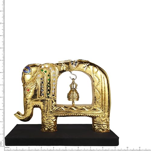 Miniatura 6 de AeraVida Elephant King Thai Rain Tree - Estatua decorativa de madera y latón (tono dorado)  Artesanía de comercio justo por artesanos tailandeses