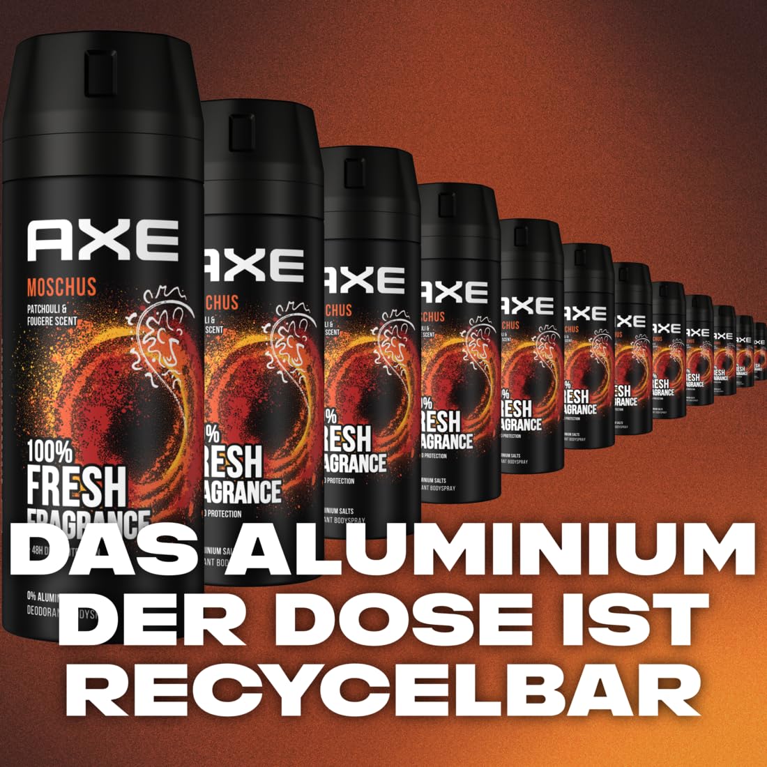 AXE Desodorante en spray de almizcle, 8 x 150 ml, desodorante en aerosol, desodorante para hombre, sin aluminio, para hombre