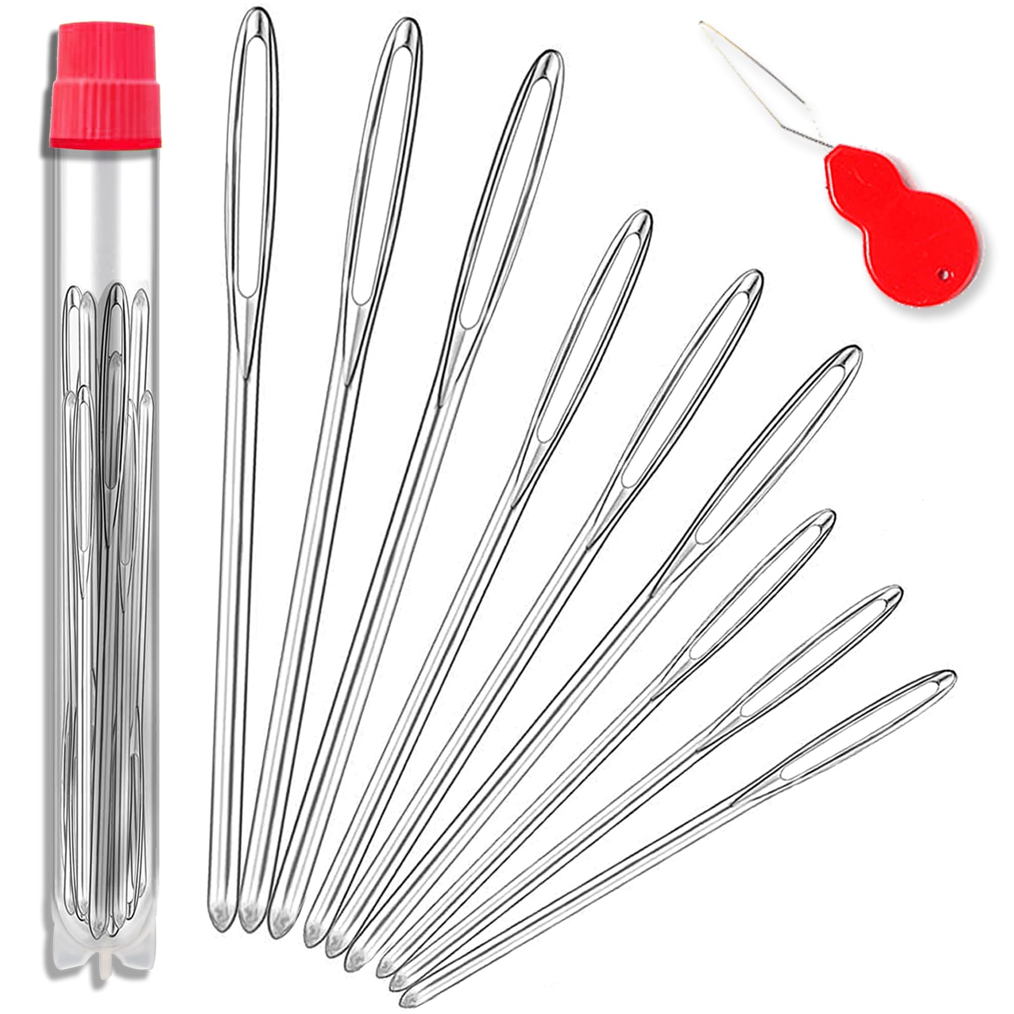 ORRDICE Large-Eye Blunt Needles, Stainless Steel Yarn Knitting Needles, Sewing Needles, Crafting Knitting Weaving Stringing Needles, Perfect for Finishing Off Crochet Projects(9 Pieces)