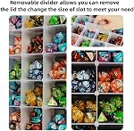 2 Pack DND Dice Storage Box Each 24 Grids Polyhedral Dice Organizer with Removable Dividers Holding Up To 1600 Dices Small Craft Containers for Dice Collectors or RPG D&D Games (Box only)