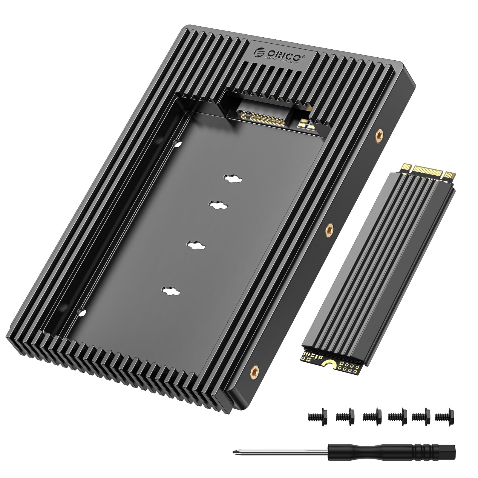 ORICO M.2 NGFF-auf-3,5-Zoll SATA festplatten Adapter, Konverter-Einbaurahmen Wechselrahmen für M.2 SATA SSD B+M Key in 2230/ 2242/ 2260/ 2280 (D2NS)