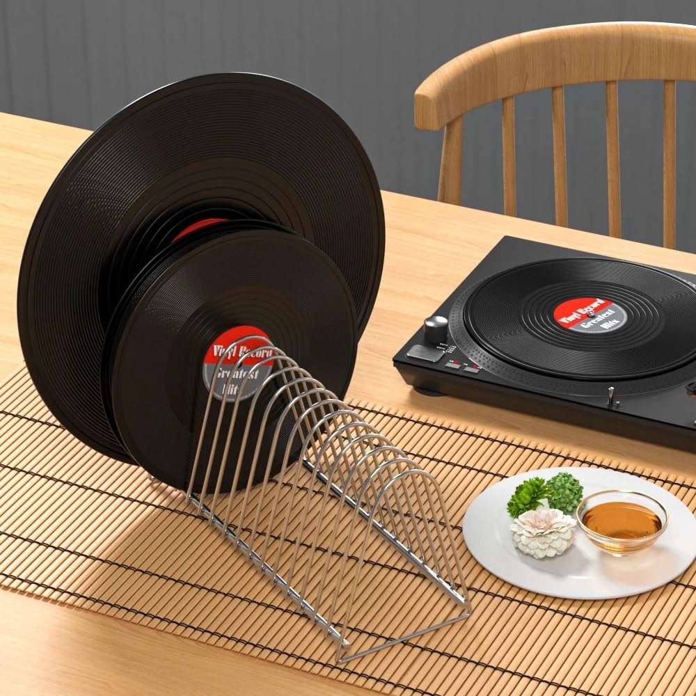 Porta Dischi in Vinile Espositore for Album con 15 Slot for Dischi, portariviste, CD, Collezione d'Arte Creativa Verticale Rastrelliere Porta CD