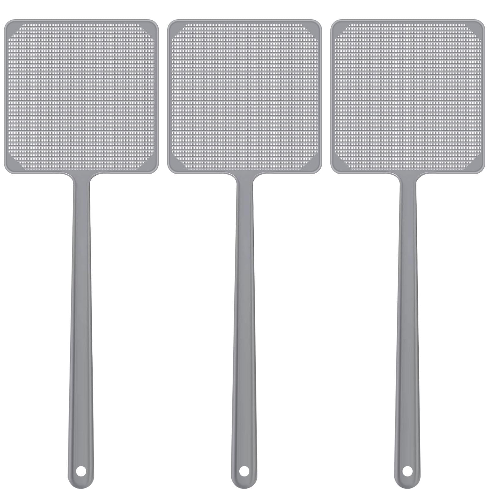 3 Pezzi Grigio Scacciamosche,per Mosche,Scacciamosche Manuale Plastica,Portatile Manico Lungo,per Zanzare e Insetti,Acchiappa Mosche per Interno Cucina e Giardino Esterno