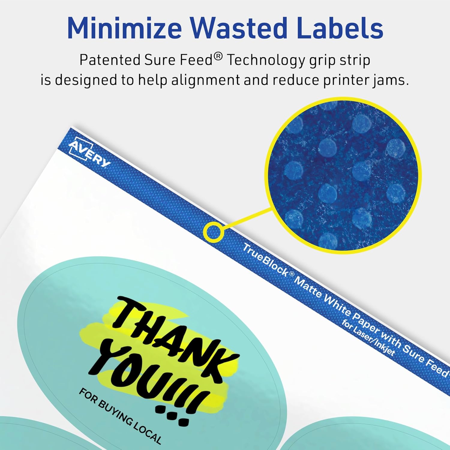 Avery TrueBlock Matte White Oval Labels, Sure Feed Technology, 2" x 3-1/3", 400 Matte White Labels, Print-to-The-Edge, Laser/Inkjet Printable, Great for Packaging and Product Merchandising