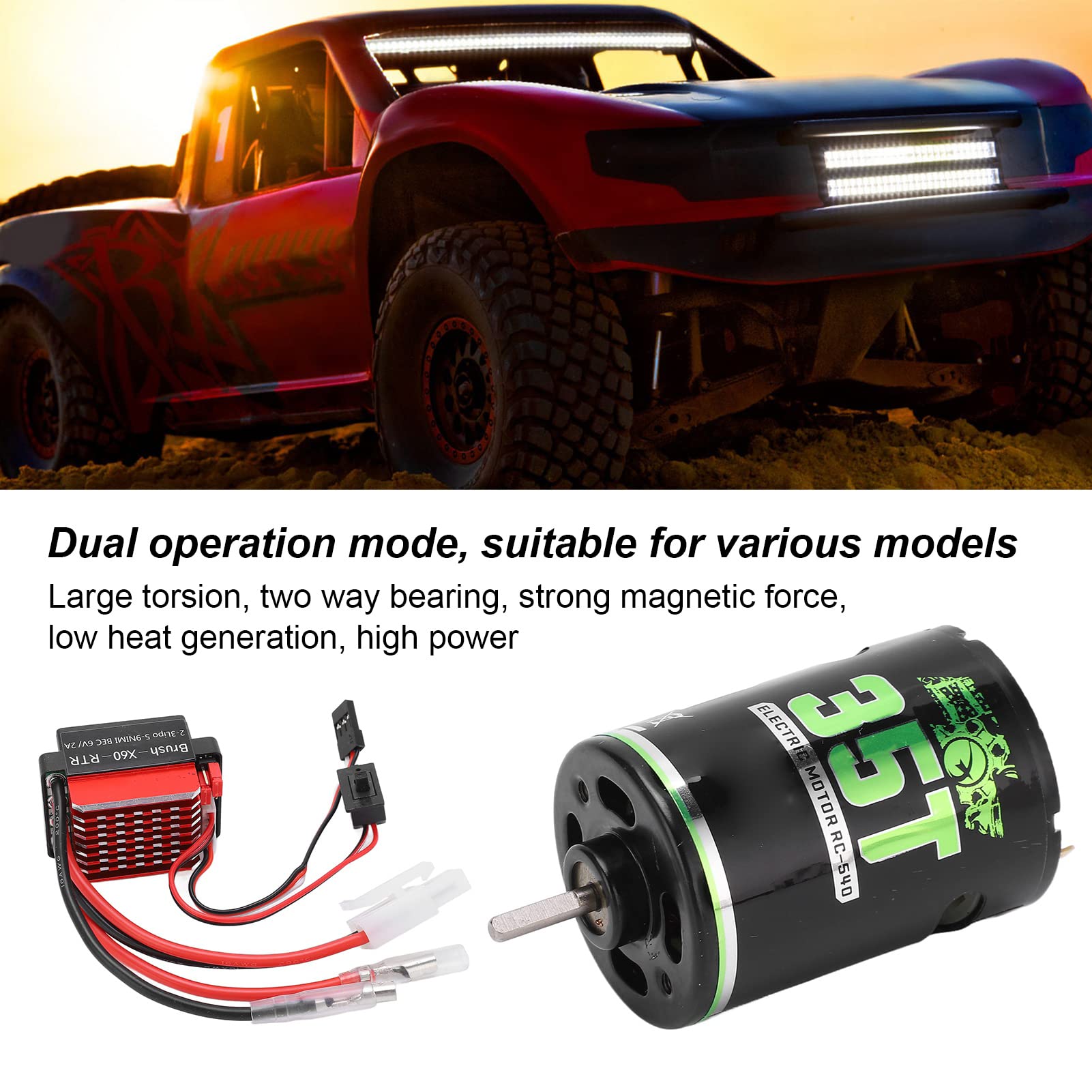 Zestaw do modernizacji silnika RC o wysokim momencie obrotowym ZenithAur, zawierający szczotkowany silnik RC Car 540 z uzwojeniami z miedzi o wysokiej czystości, zaprojektowany do (Akha)