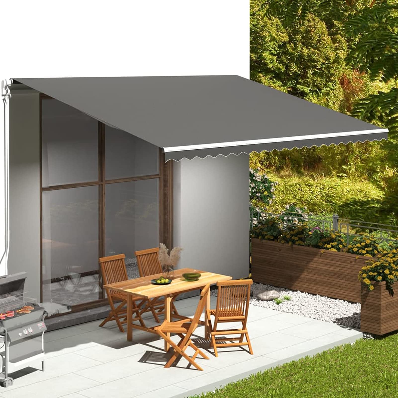 Kavolet Toile de store pour store banne pour protection solaire - Tissu imperméable et indéchirable - Avec volant - Accessoire de store - 500 x 350 cm - Anthracite