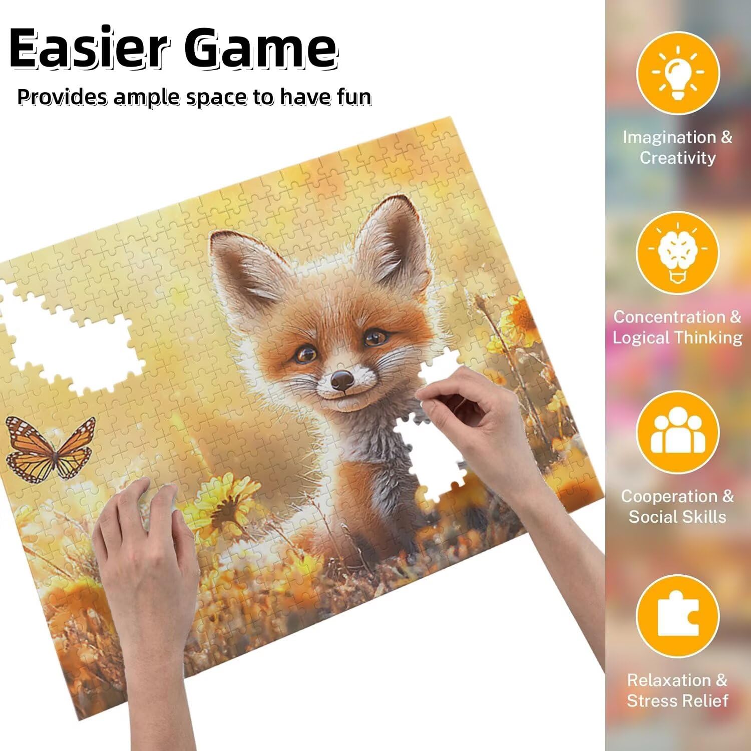 Jigsaw Puzzle, 4000 Pezzi Puzzle Classici, Farfalla Puzzle Rilassamento Intelligence, Mpossibile Difficile Puzzle Impegnativo per Adulti Puzzle Gioco Familiare, Regalo per Amore Amico Volpe fr0-1092