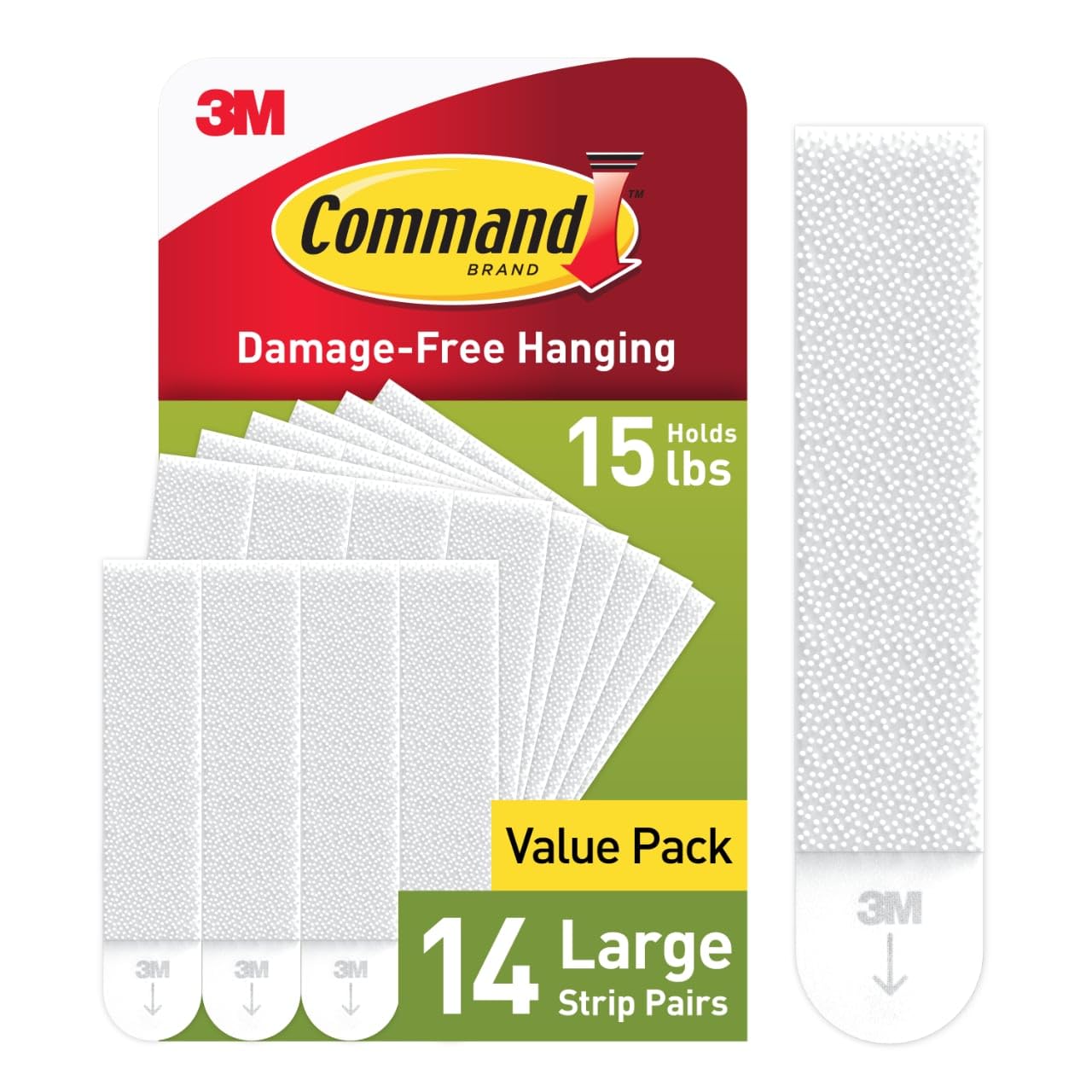 CommandLarge Picture Hanging Strips, White, Holds Up To 16 Lbs, 14-Pairs, Easy To Open Packaging