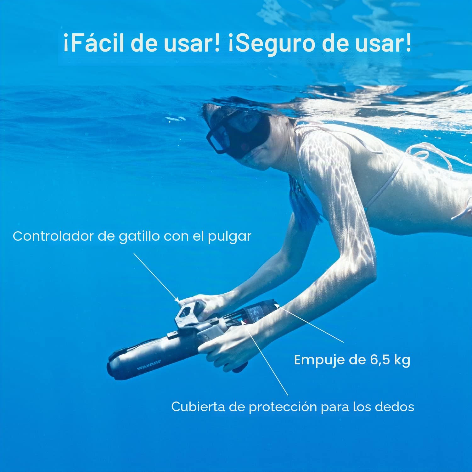 Waydoo Subnado - Patinete subacuático con control de pulgar para tabla de remo SUP, adecuado para piscina, buceo y esnórquel, scooter de agua compacto y portátil para adultos y niños