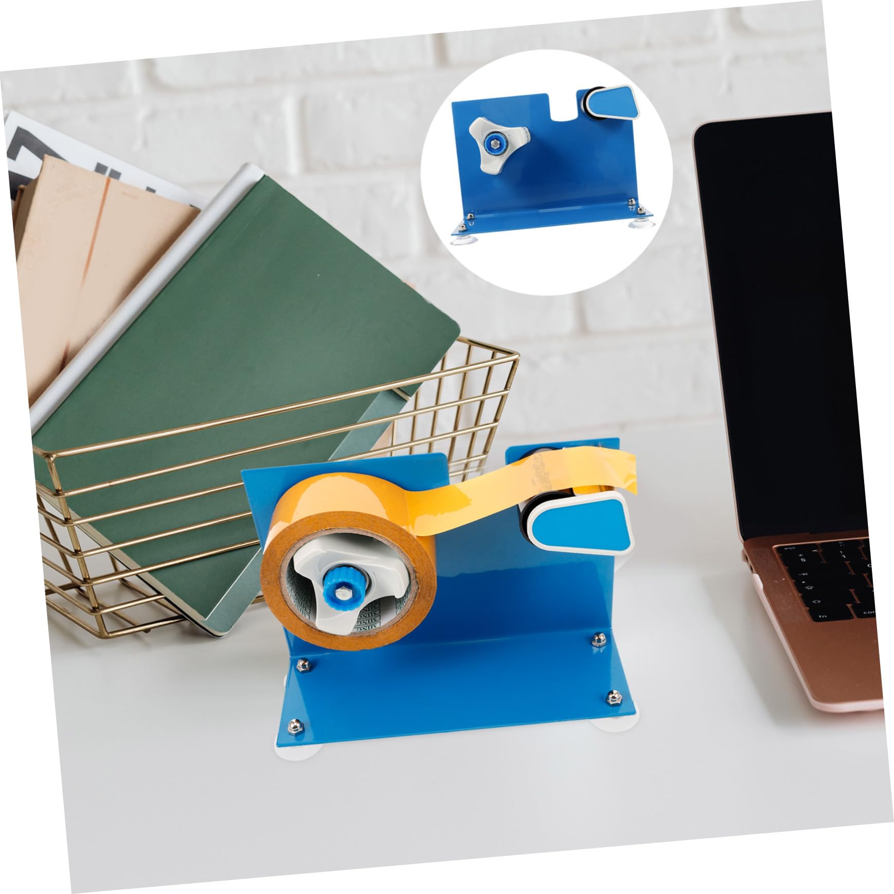 Klebebandabroller mit Saugnapf aus Eisen Blau für 5cm Breite Rollen Wiederverwendbar Sicher Montierbar für Büro und Lager