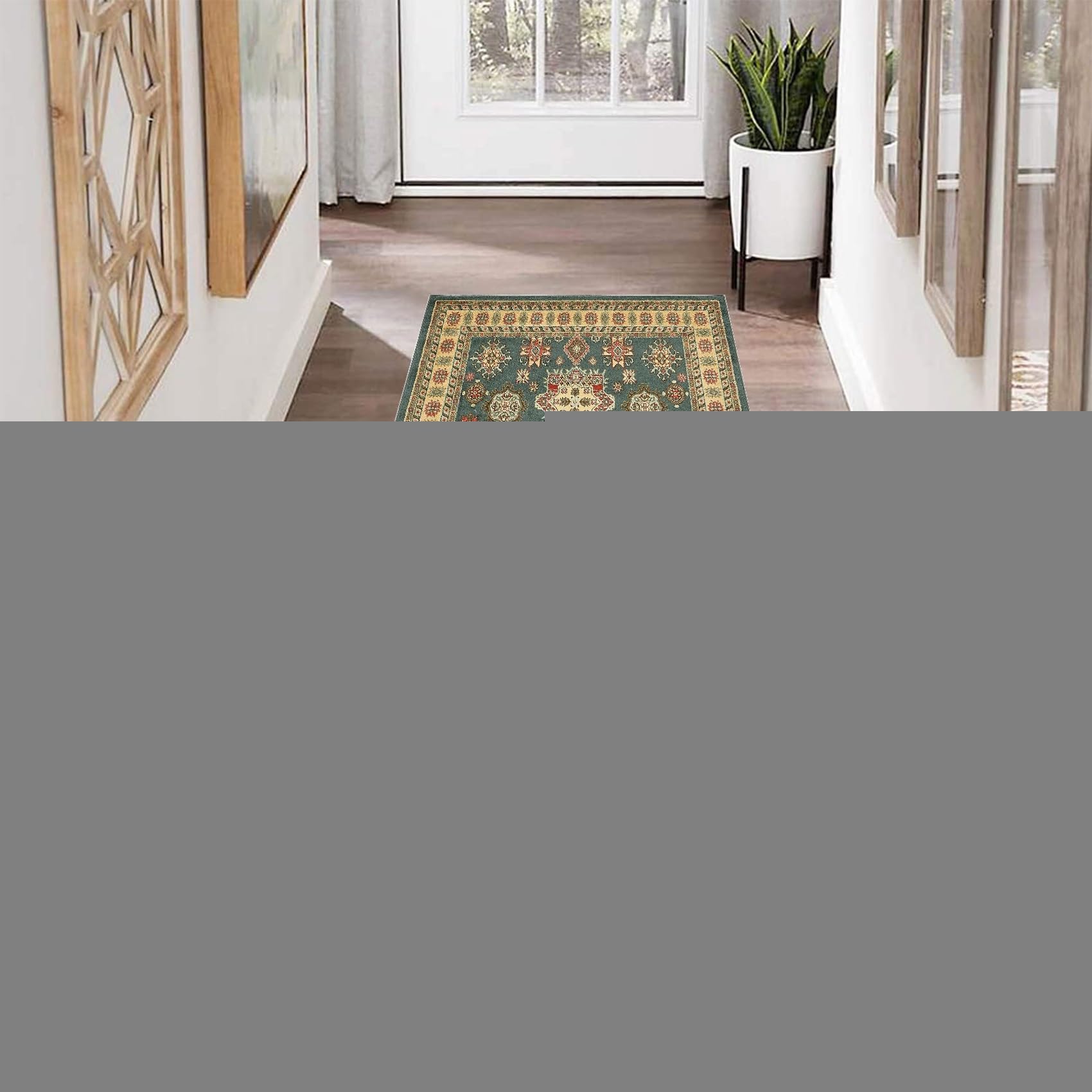 YANHONG Runner Rug for Hallway 90 x 100 cm Non Slip Backing Non Slip Carpet Runner With Non-Slip Back for Entryway Hallway Kitchen Laundry Room, Blue — image 1