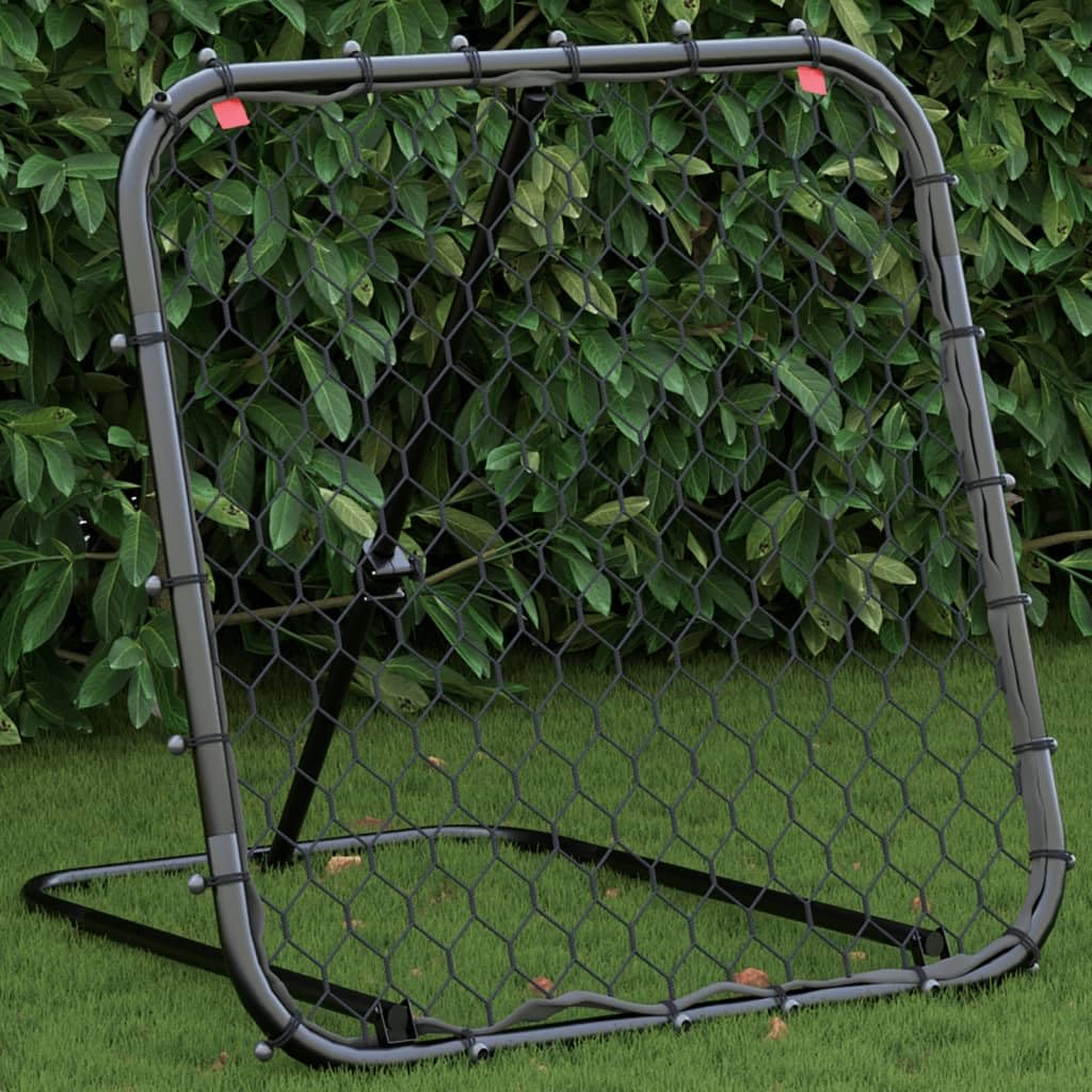 Rimbalzo da calcio regolabile, nero, parete di rimbalzo per allenamento, allenatore in acciaio per calcio, basket e baseball, 84 x 73 x 60-80 cm