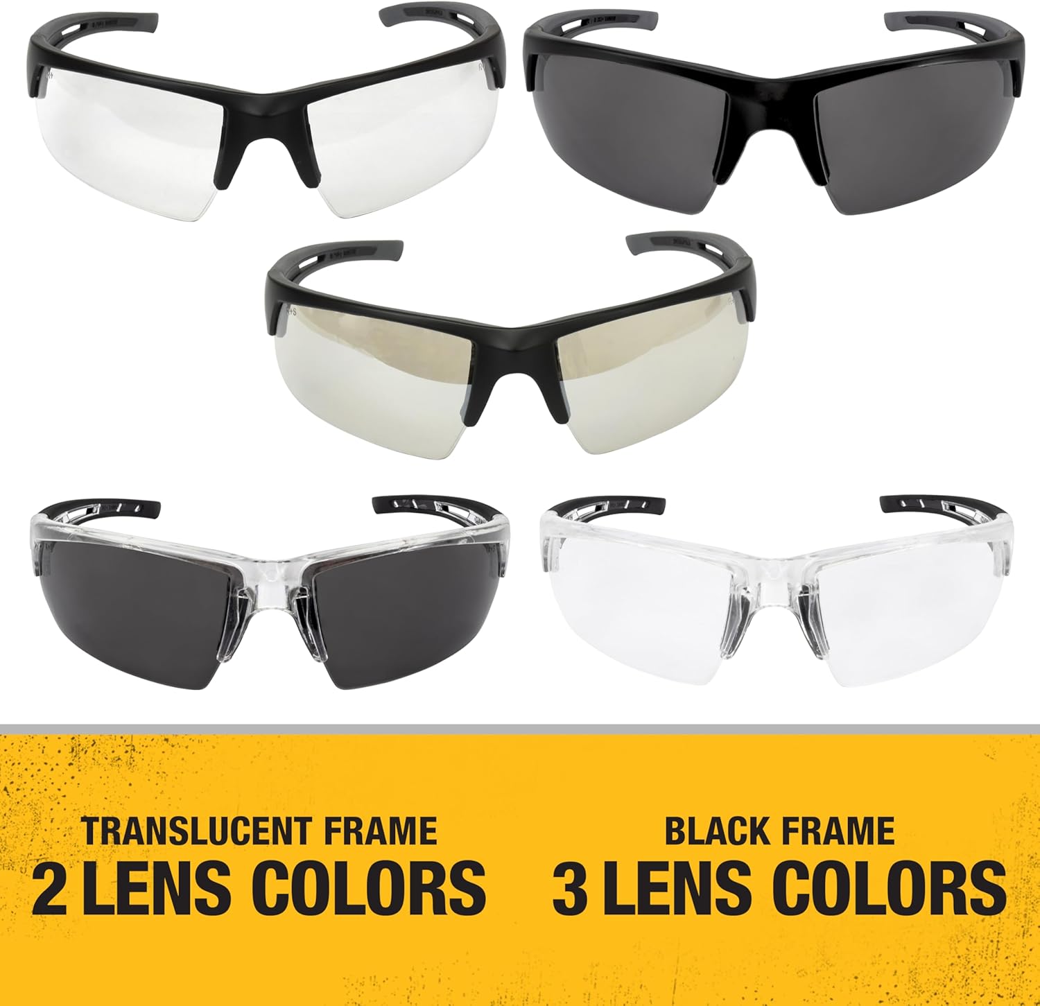 DEWALT DPG100-2D Crosscut® Safety Glasses - Black Half Frame - Smoke Lens - ANSI Z87.1+ - 1 Pair