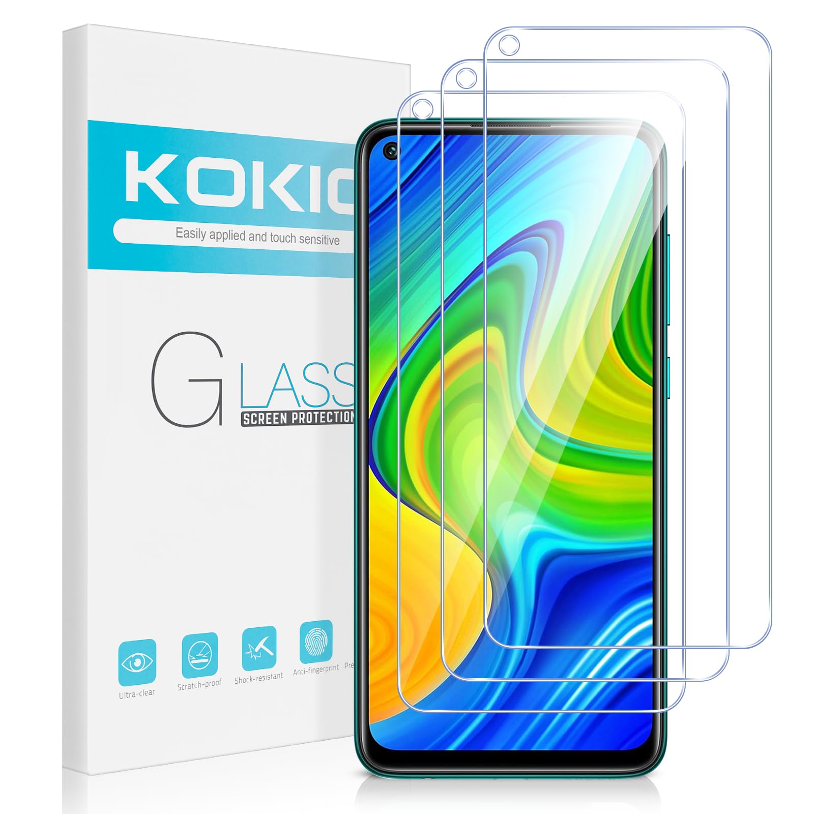 Pnakqil Vetro Temperato per Xiaomi Redmi Note 9 Pro/9 Pro Max/9S 4G [3 Pezzi],Durezza 9H,Anti-Graffio,Anti-Impronte,Senza Bolle,Ultra HD Schermo Pellicola Compatibile con Xiaomi Redmi Note 9 Pro 6.67