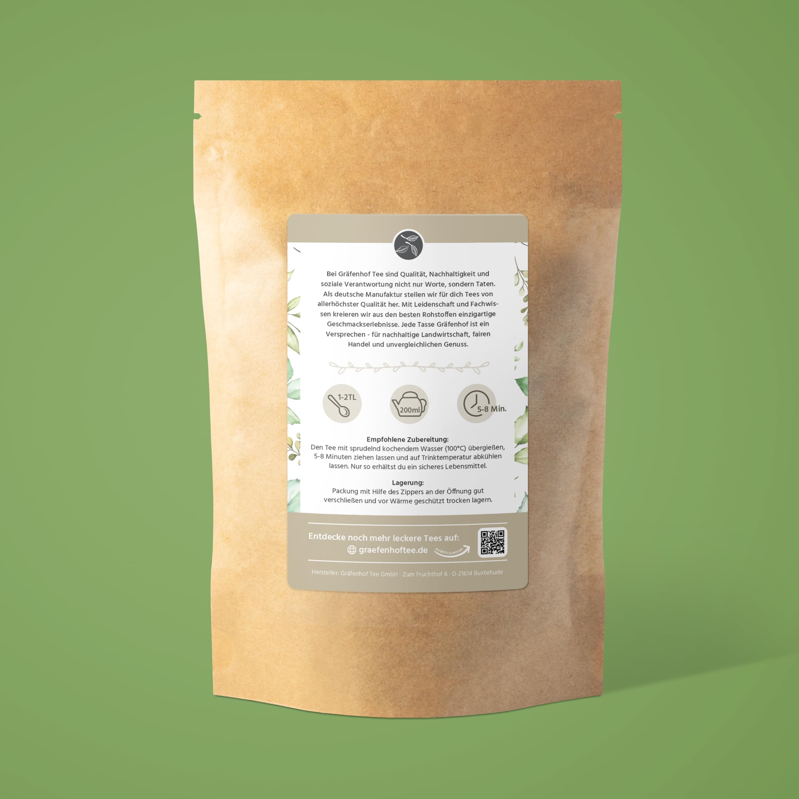 Gräfenhof Blasen- & Nieren Balance Tee Kräutertee Bio, 1000g loser Tee mit Birkenblatt & Brennnesselblatt, koffeinfrei, ohne künstliche Zusatzstoffe, Premium Qualität, in DE abgefüllt