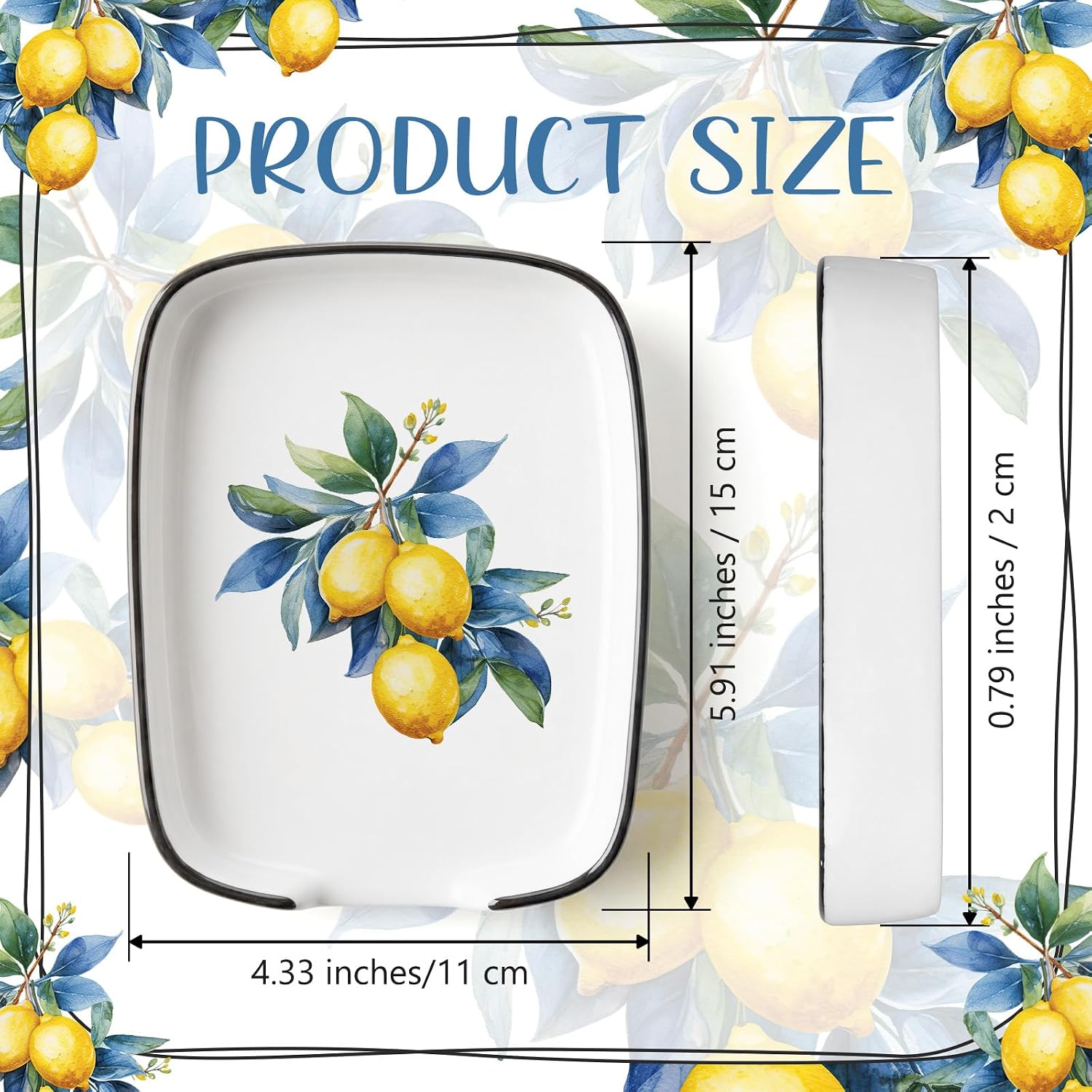 FoldTier Lemon Spoon Rest for Stove Top, Ceramic Spoon Holder, Lemon Kitchen Decor Vintage Cooking Utensil Holder Ladle Spatula for Rustic Housewarming Yellow Kitchen Decor Gift