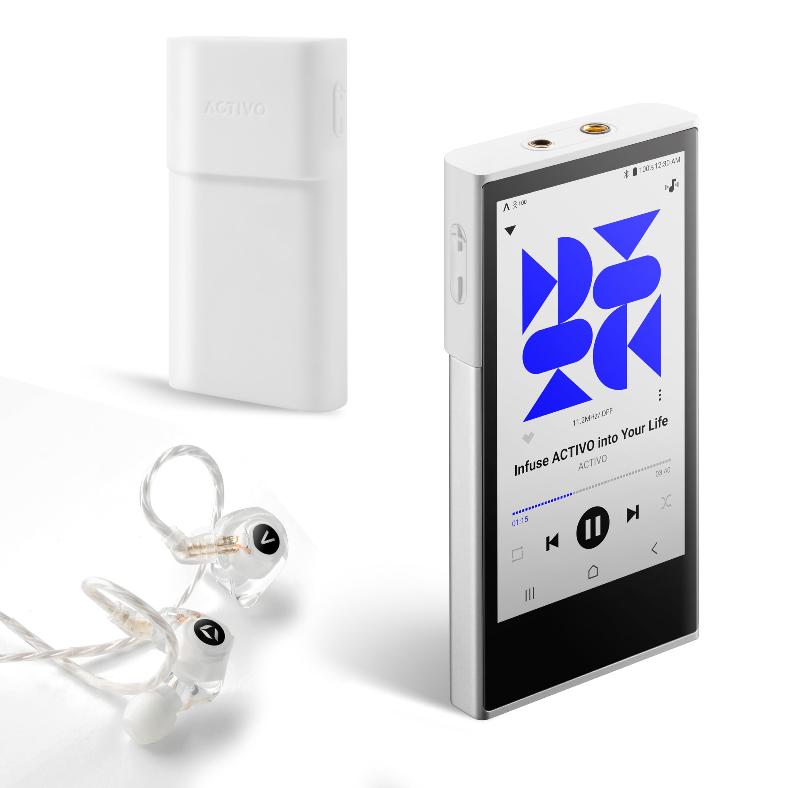 ACTIVO Premium Bundle Pack - P1 Digital Audio Player, Q1 In-Ear Ohrhörer & P1 Schutzhülle