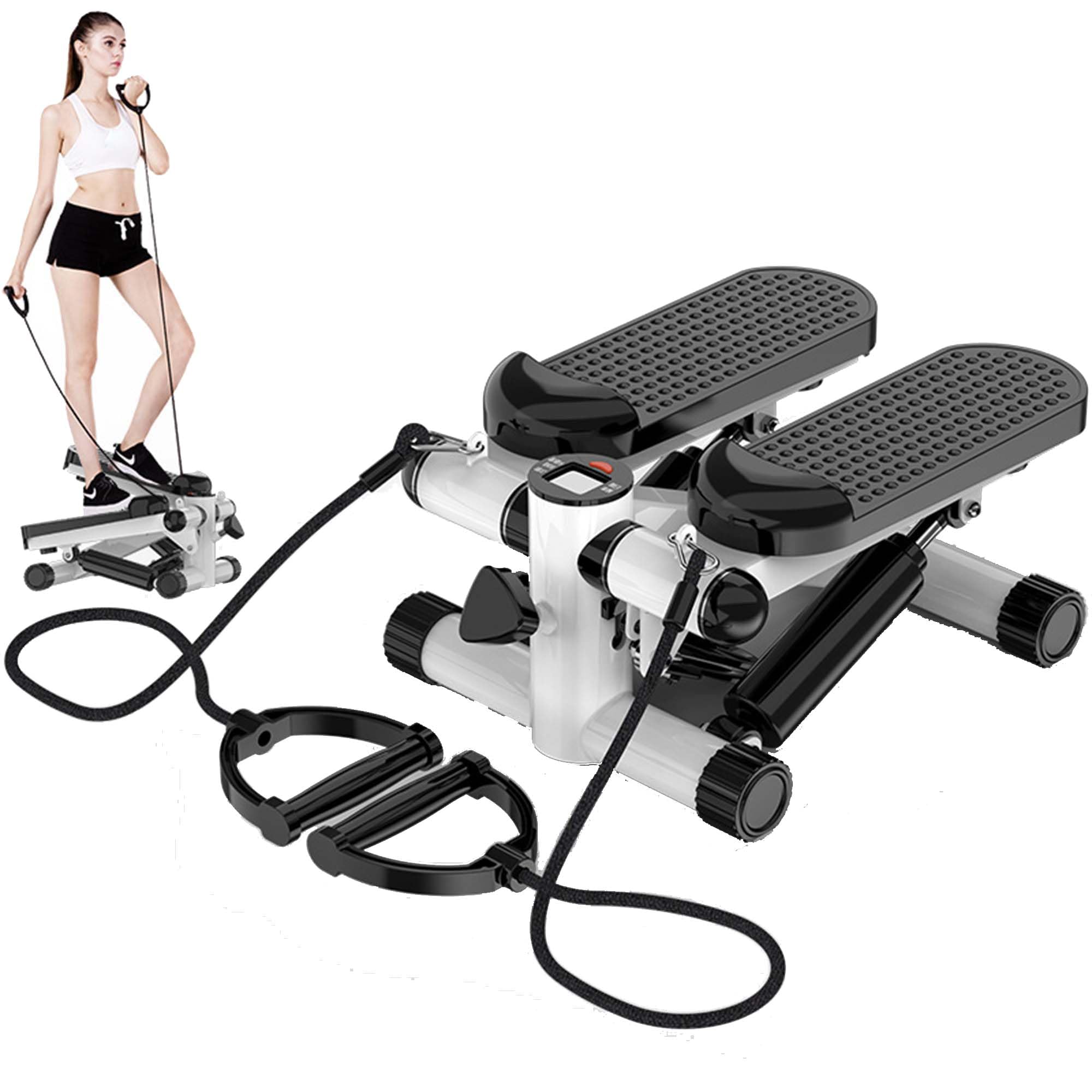 Mini Steppers with Resistance Band,Stair Stepper for Exercise, Hydraulic Fitness Stepper Exercise Home Workout Equipment for Full Body Workout