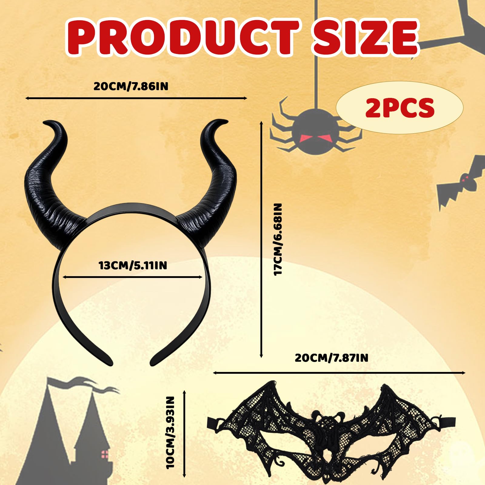 Devil Horns Headband with Eye Mask - Image 2