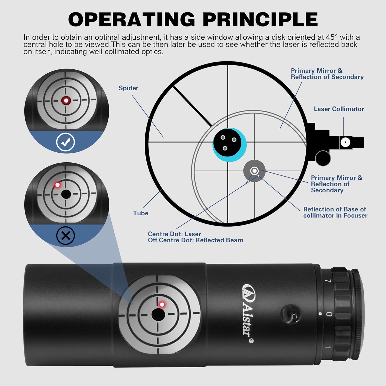Alstar Alignment 1.25" Next Generation Laser Collimator 2" Adaptor - Bundle with - 2" ED 2X Telescope Barlow Lens