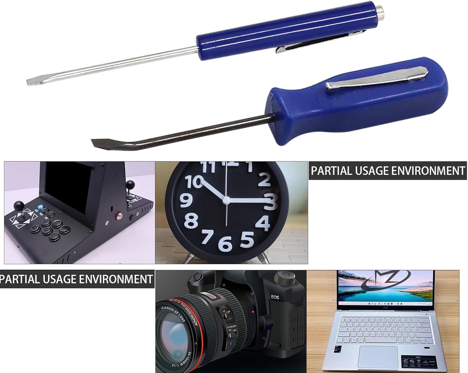 Multifunction Blue Mini Pocket Pry Bar with Pocket Clip & Slotted Screwdriver with Strong Magnetic Slotted Tips 2Pcs