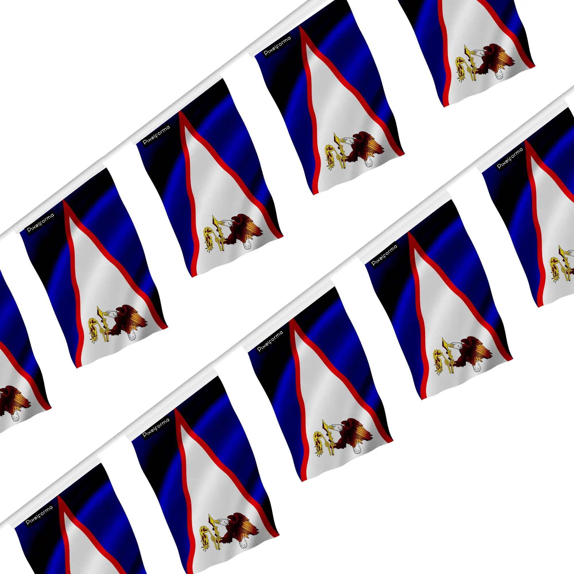 Guirlande drapeau Samoa américaines en taille 14x21cm avec 100 fanions résistants