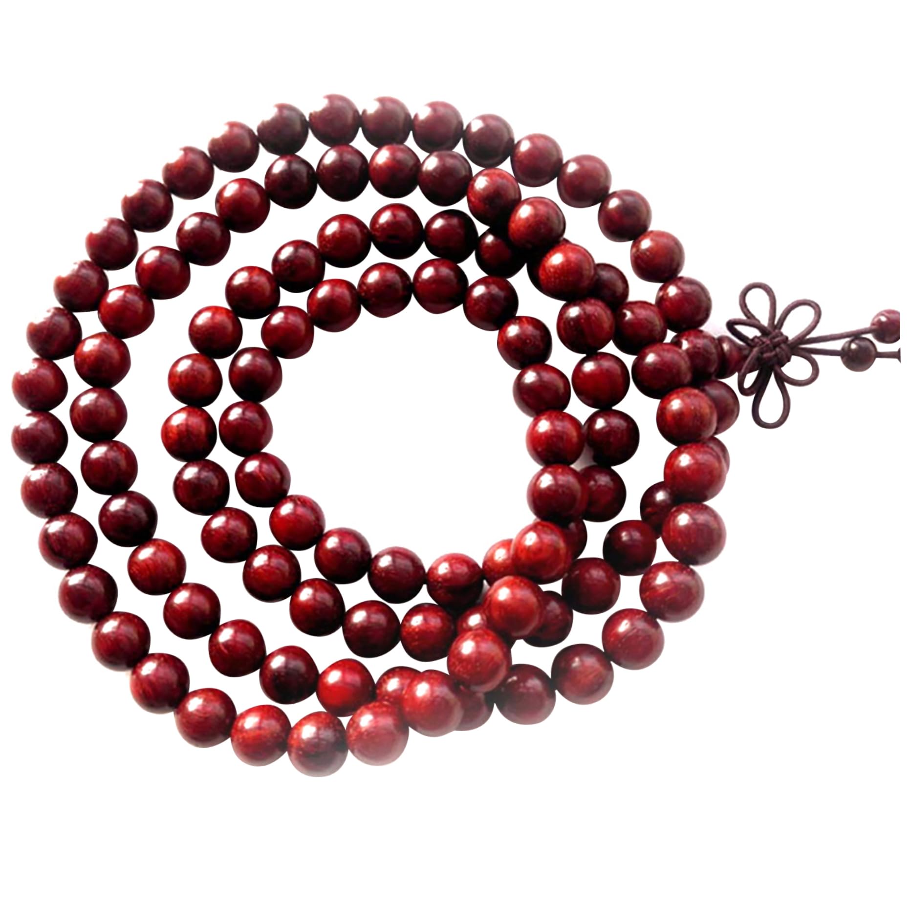 Uanqfegy 8mm Wood Buddhist Mala Beads Necklace, 108-Count Elastic Prayer Bracelet for Yoga, Meditation & Men's Jewelry Red