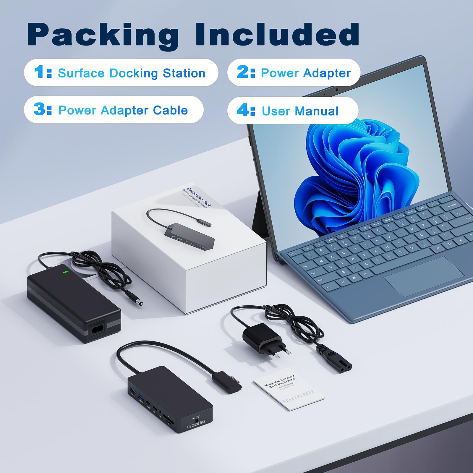 Nuovo Microsoft Surface Dock 2 con 120W Adattatore Alimentazione,12 in 1 Microsoft Docking Station Triplo Display 4K@60Hz HDMI+USB C+DP per Surface Pro 12/11/10/9/8/X/7/6/5/4/3,Laptop 7/6/5/4/3/2/1/Go