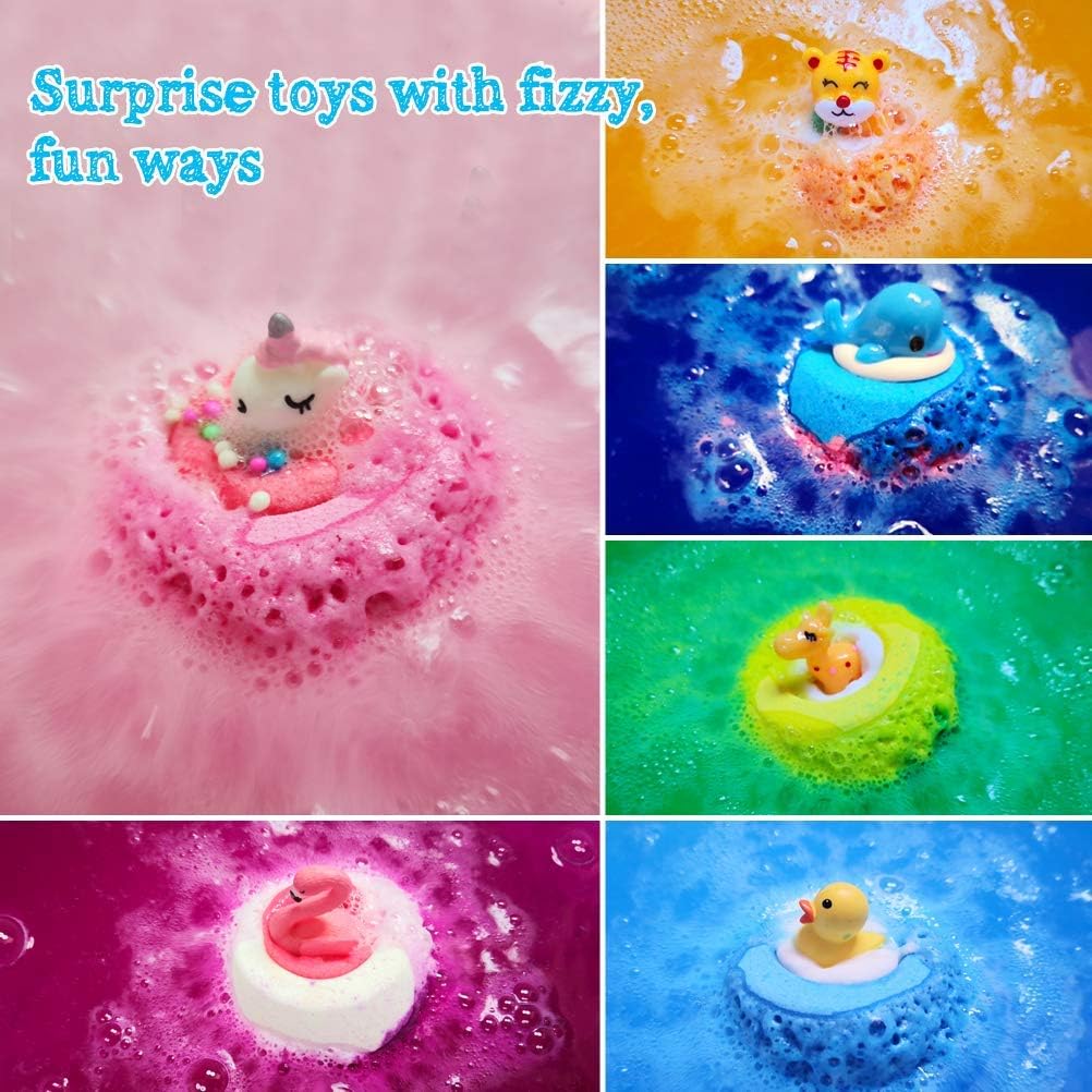 Aofmee Bath Bombs for Kids, Handmade Natural Bath Bombs with Toy Inside, Shea Cocoa Butter Moisturize, Spa Fizzies Bath Bomb Kit, Birthday Christmas Holiday Gifts for Women, Girls, Boys - Image 4
