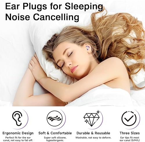 Miniatura 3 de Tapones para los oídos para reducir el ruido del sueño, tapones de silicona reutilizables para protección auditiva – 6 almohadillas para los oídos