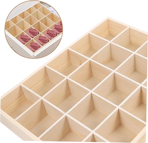 Miniatura 5 de Organizador de cajones de madera, caja de almacenamiento de 20 rejillas para calcetines, llaves, bragas, armario, gabinete, organizador de ropa